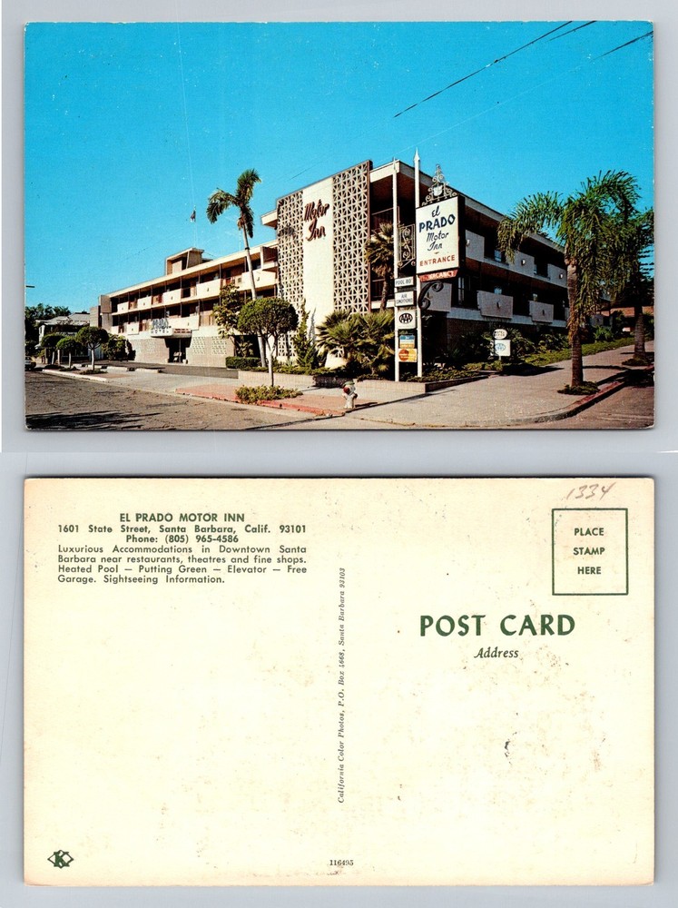 Santa Barbara, CA-California, El Prado Motor Inn State Street Vintage Postcard