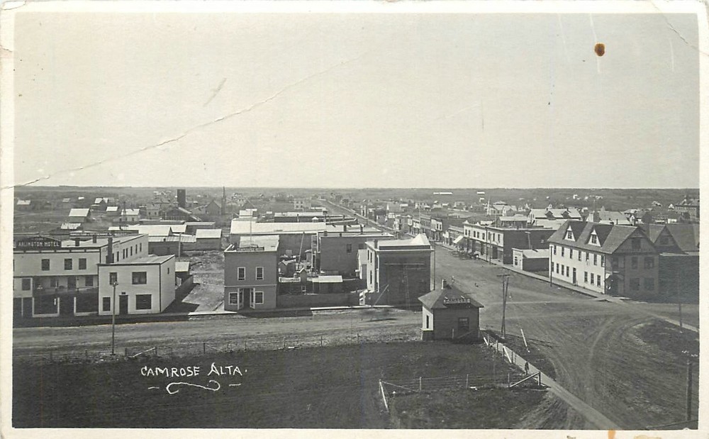 c1910 Cambrose Alberta  Canada Birdseye View RPPC Postcard 26-832