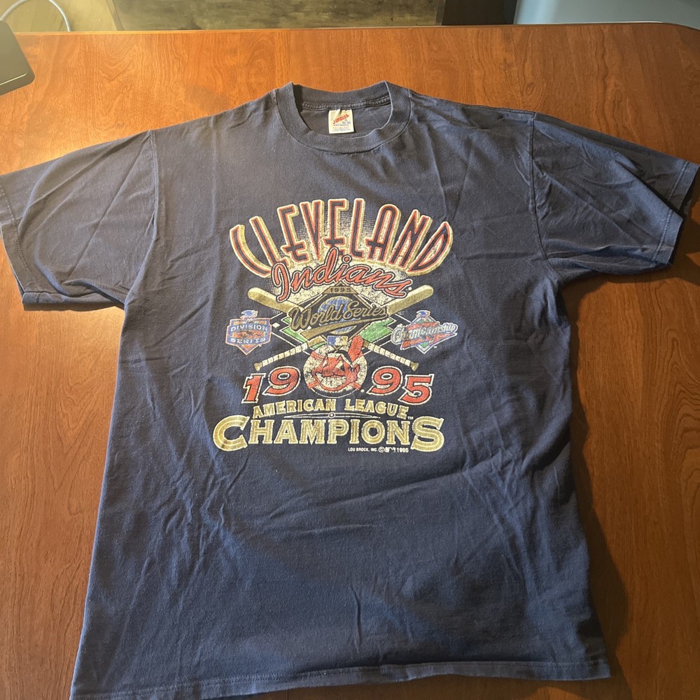 Vintage Mlb Cleveland Indians American League Champions 1995 Tee Shirt Size Xl