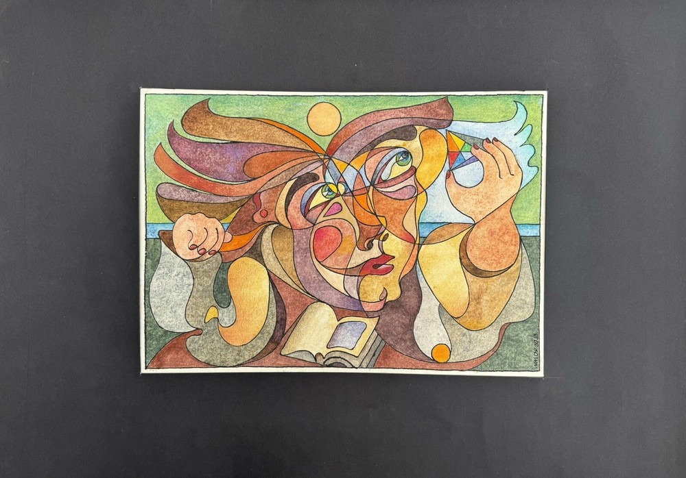 Original Russian Abstract Composition, Graphics, Postmodernism, Signed.-image