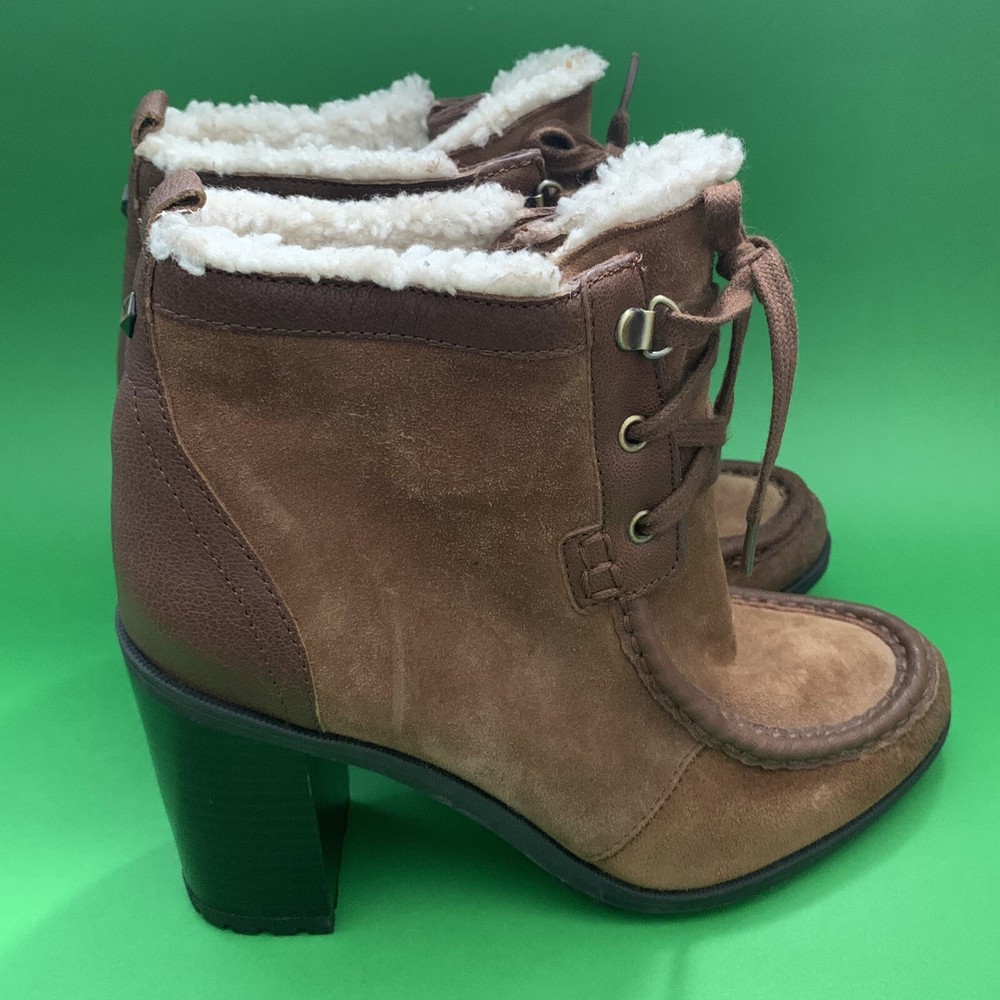 Sam Edelman Mujer Botas 8M Forradas Madge Marrón Cuero Nubuck Tacón Grueso Tobillo