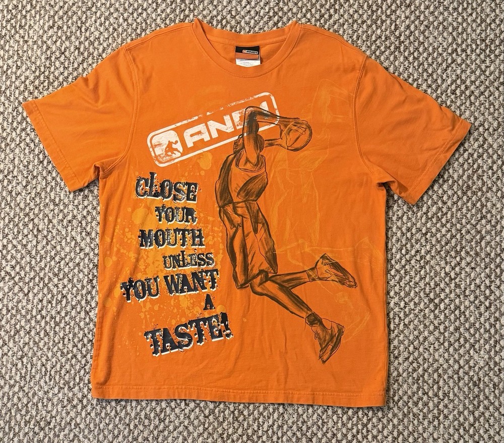 Vintage AND1 Men's Basketball Graphic T-Shirt Orange Size Large