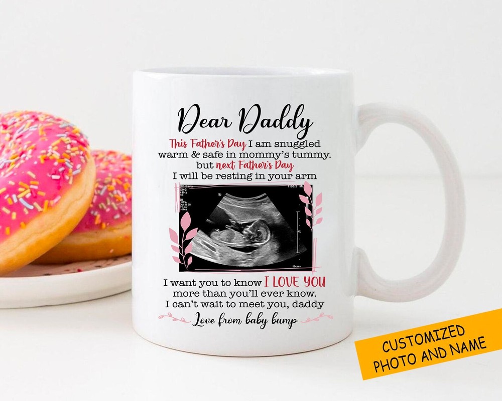 Personalized Baby Announcement Mug Ultrasound Custom Mug Fathers Day Gift To Be