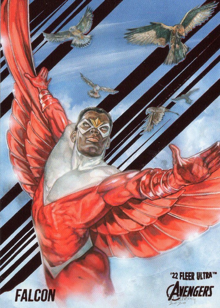 Marvel Fleer Ultra Avengers 2022 Burgandy [141] Base Card #21 Falcon