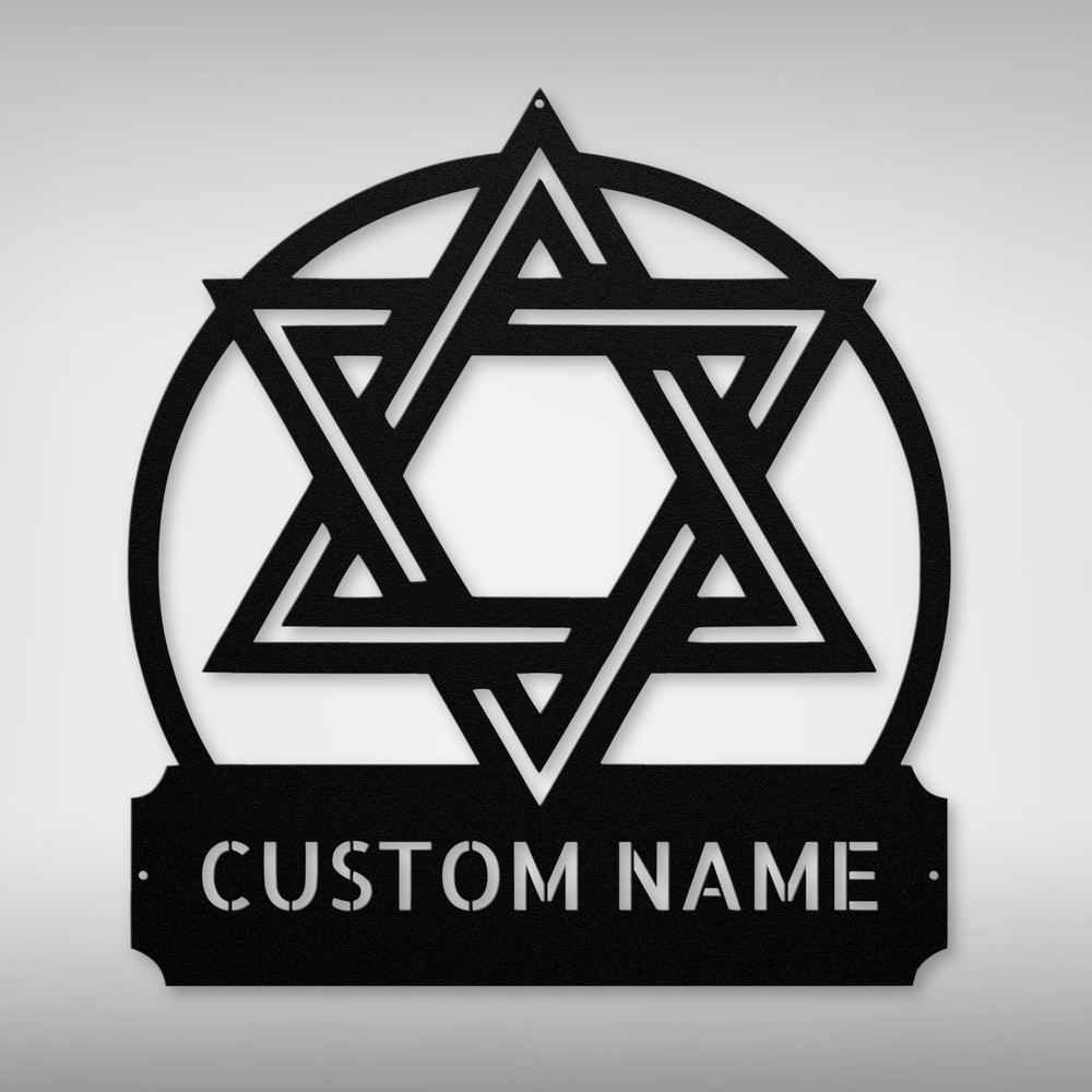 Personalized Star of David Metal Sign Custom Jewish Decor Gift for Home Office