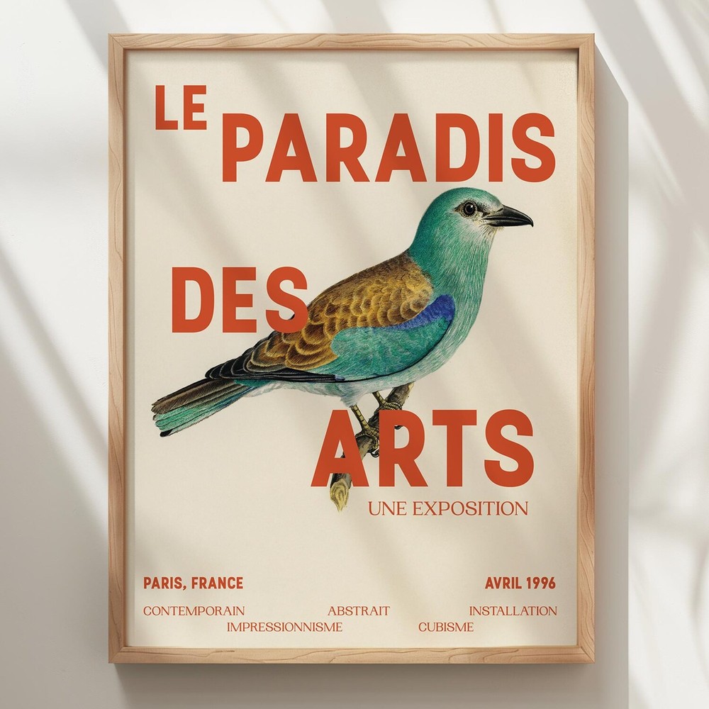 Bird Art Exhibition Poster, Abstract Impressionism Wall Art Print