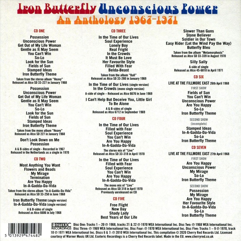 Iron Butterfly Unconscious Power: Anthology 1967-1971 New Cd
