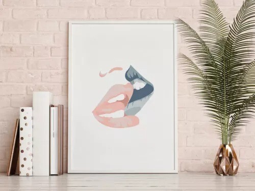 Abstract Lips Art Poster - Custom Sizes Available