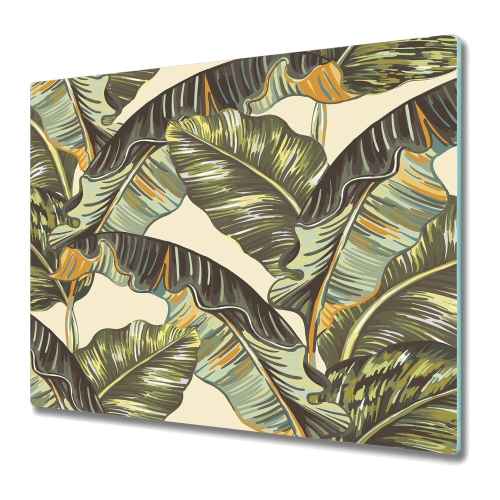 Glass Chopping Cutting Board Worktop Saver Tropical Palm Leaves Jungle 60x52