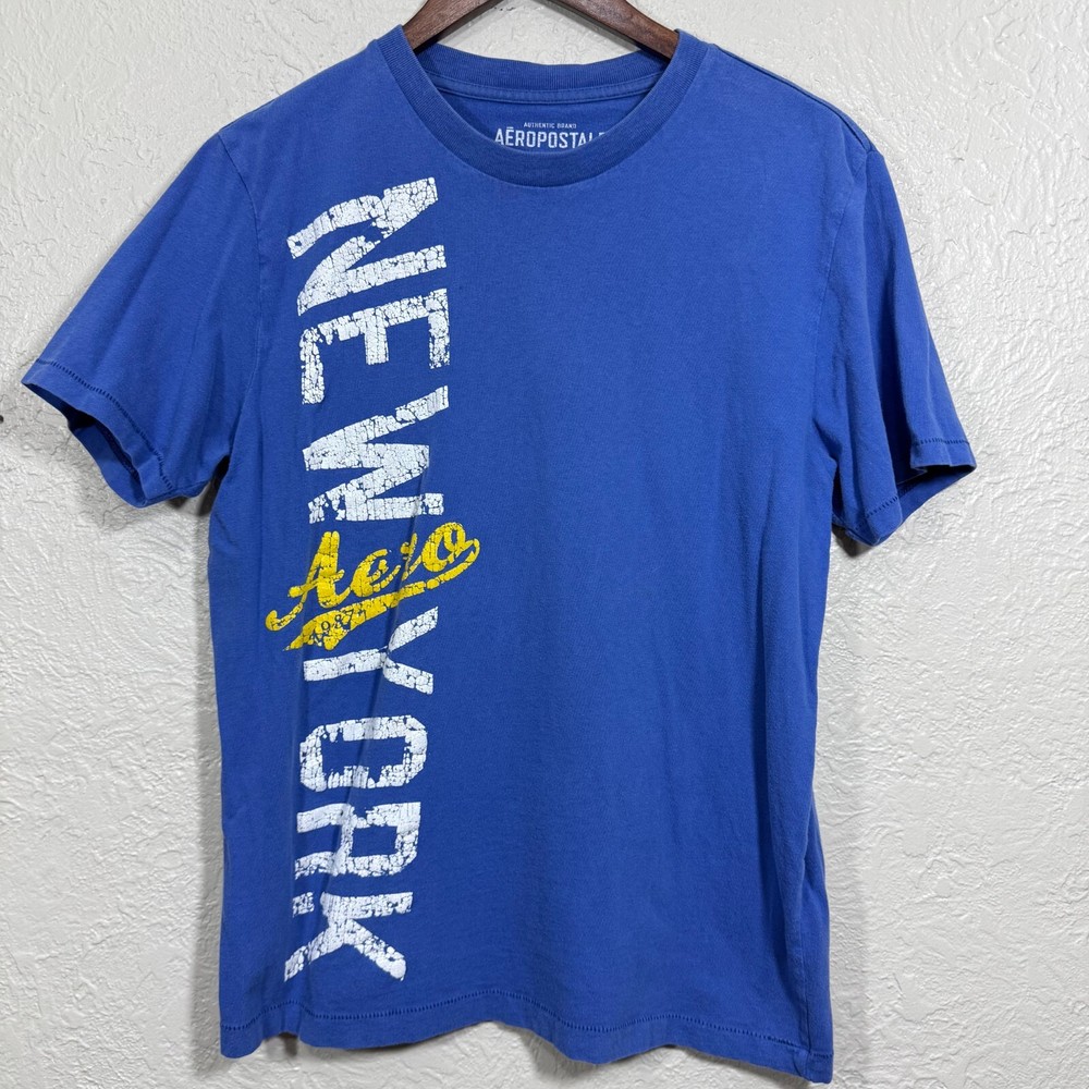 Vintage 90s Y2K Aeropostale T-Shirt Tee M Spellout Logo Grunge Single Stitch