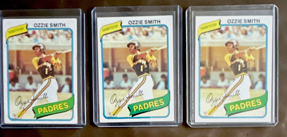Topps 1980 Ozzie Smith San Diego Padres #393 Baseball Card Lot of 3
