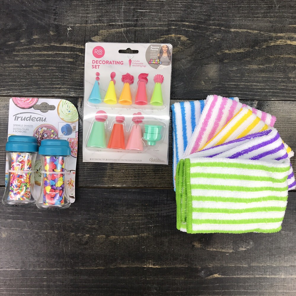 17pc Rosanna Pansino Deco Kit 2Trudeau Sprinkle Shakers 5Microfiber Towels =24pc