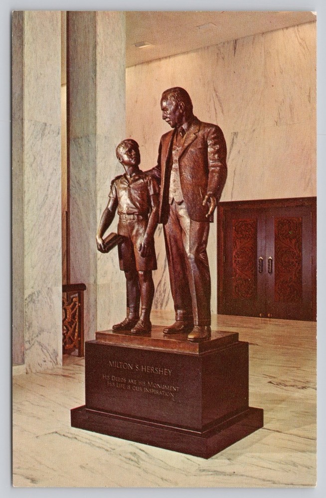 Milton S. Hershey Statue Postcard - Hershey School, Pennsylvania 