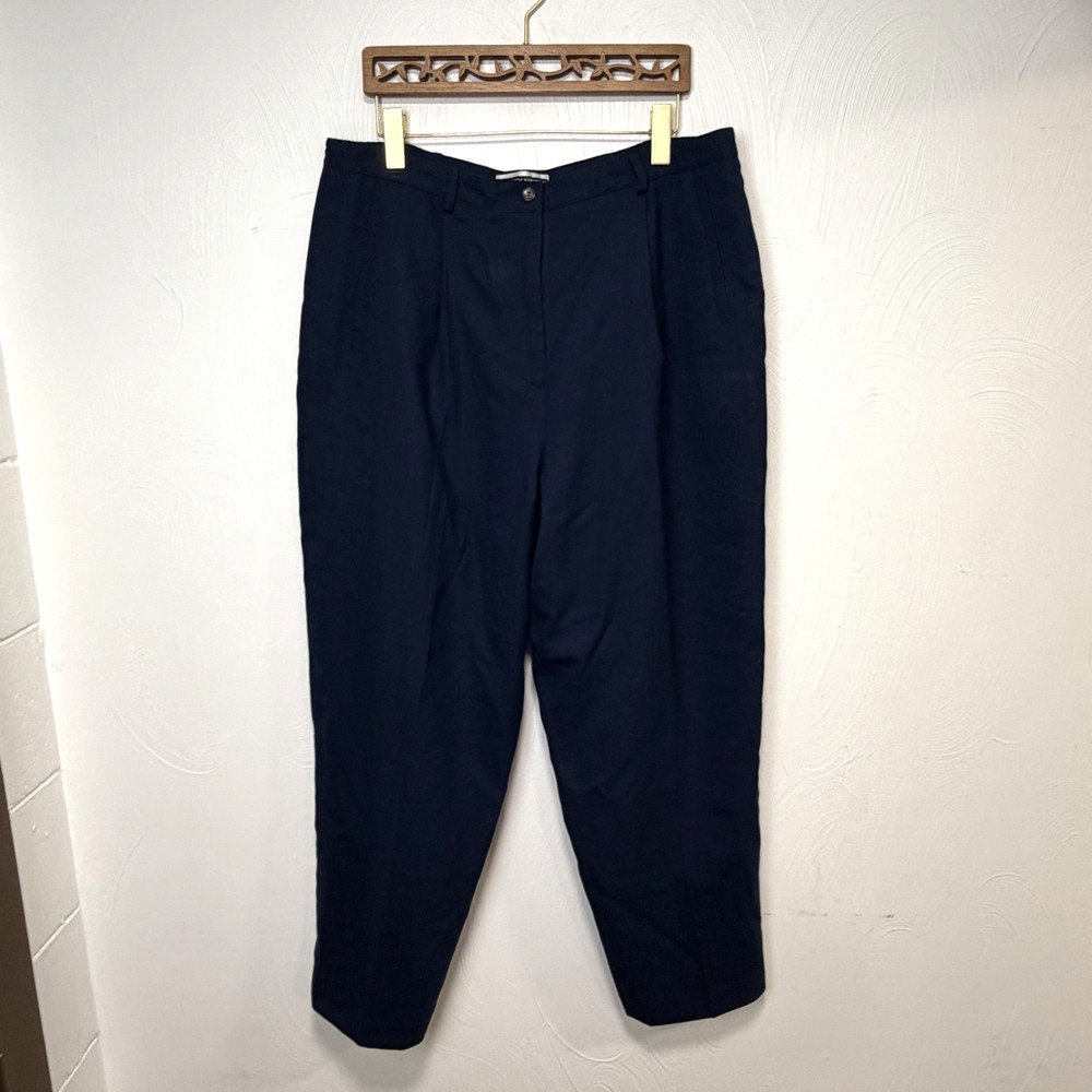 Vintage Amanda Smith Women's Blue Pleated 100% Pure Wool Dress Pants Size 18