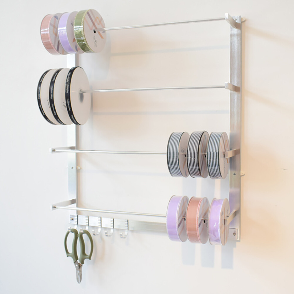 Silver Wire Spool Rack Organizer for Thread Ribbon Roll Storage Sewing Tool