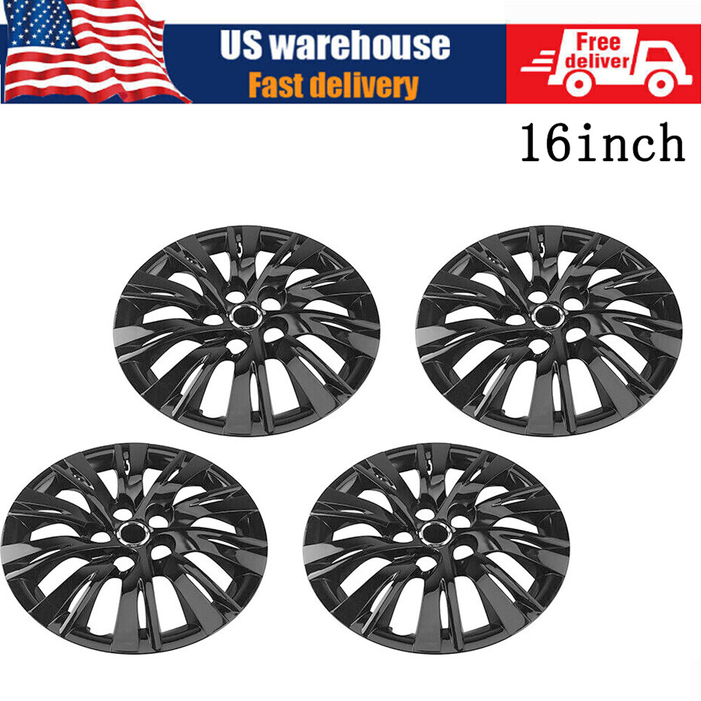 16 Inch 4-Pack Black Snap-On Wheel Covers for R16 Tires & Steel Rims