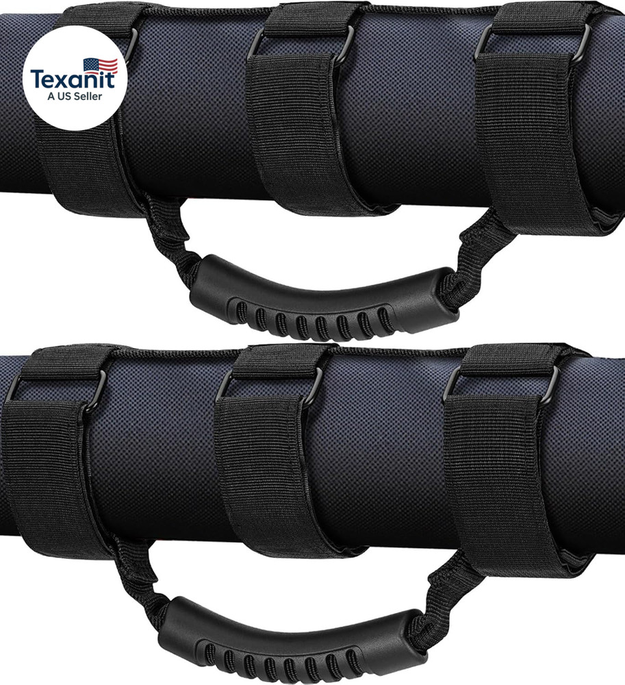 2 Pack Grab Handle Set Compatible with Jeep Wrangler TJ YJ JK, Easy-To-Fit 3 Str