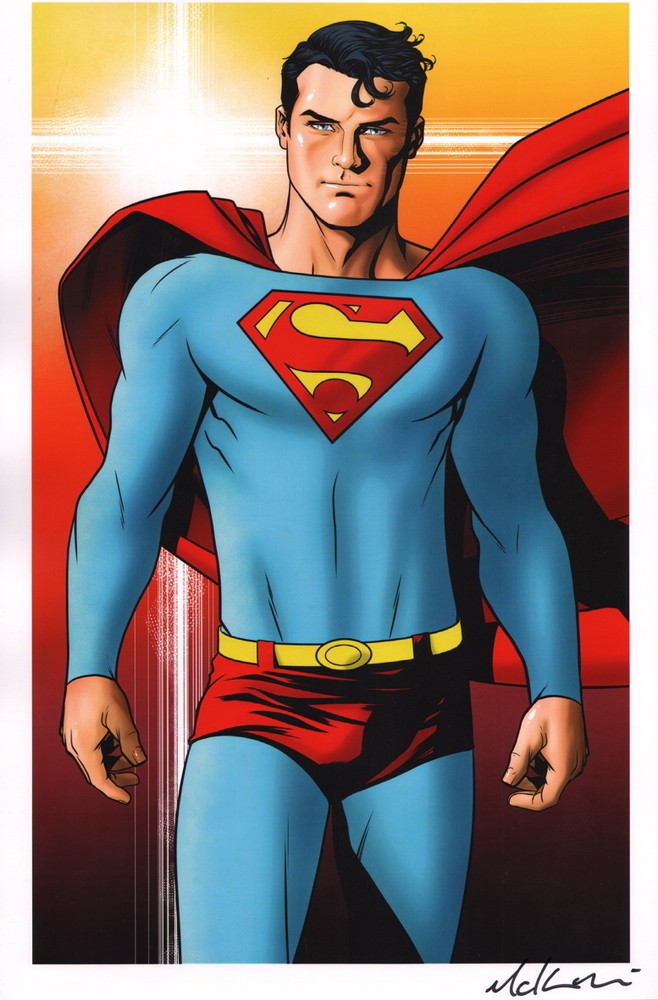 Mike McKone SIGNED DC Comic JLA Super Hero Art Print ~ Superman The Man of Steel