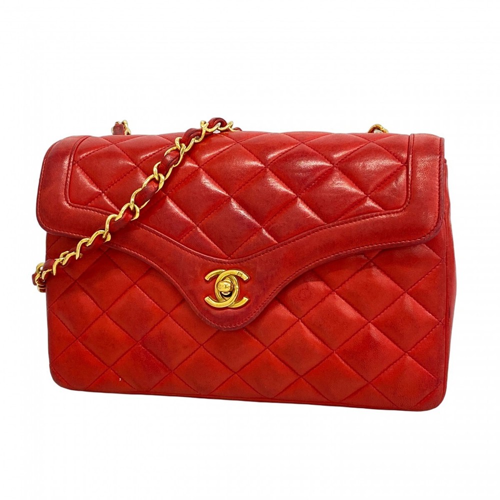 Chanel Lambskin Matelasse Chain Shoulder Bag Black