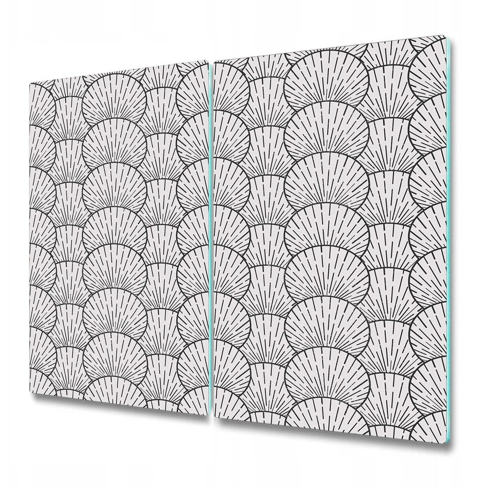 Tempered Glass Worktop Saver Geometric sea shells grey & white round forms