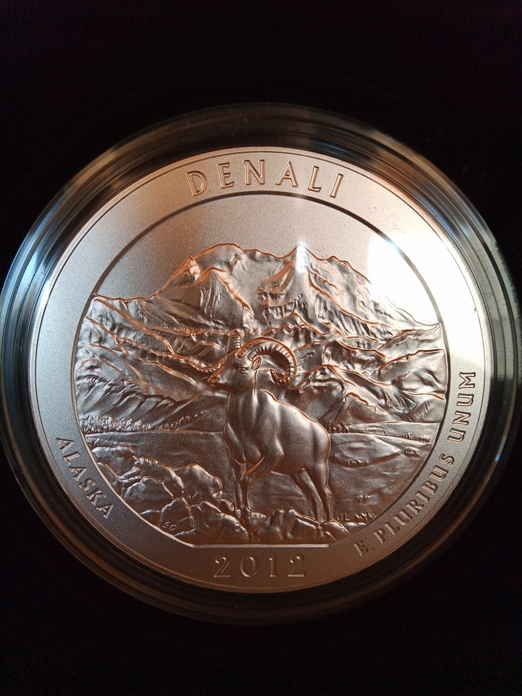 2012 P - Denali National Park - 5 oz Silver Coin - Mint Box & COA - .999 - ATB