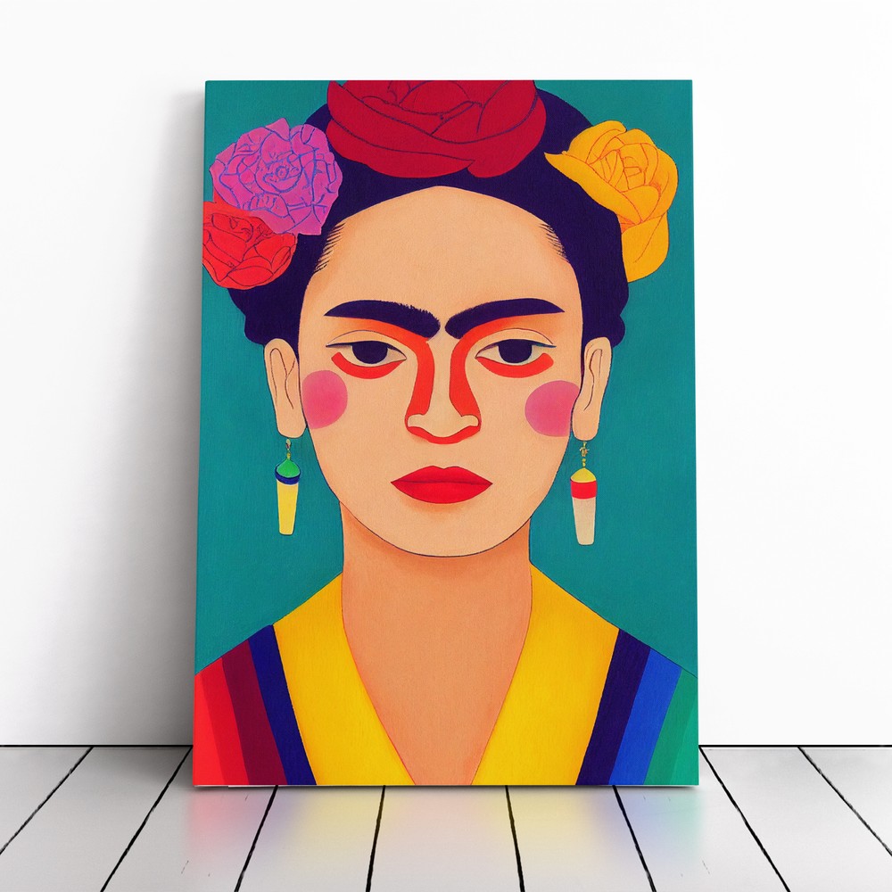Frida Kahlo Block Colour Canvas Wall Art Print Framed Picture Decor Living Room