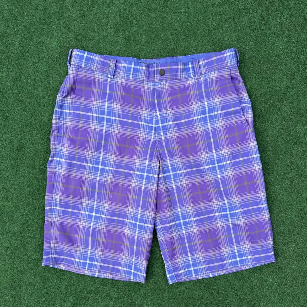 Nike Purple Plaid Dri-Fit Tour Performance Golf Shorts Men's Sz 34