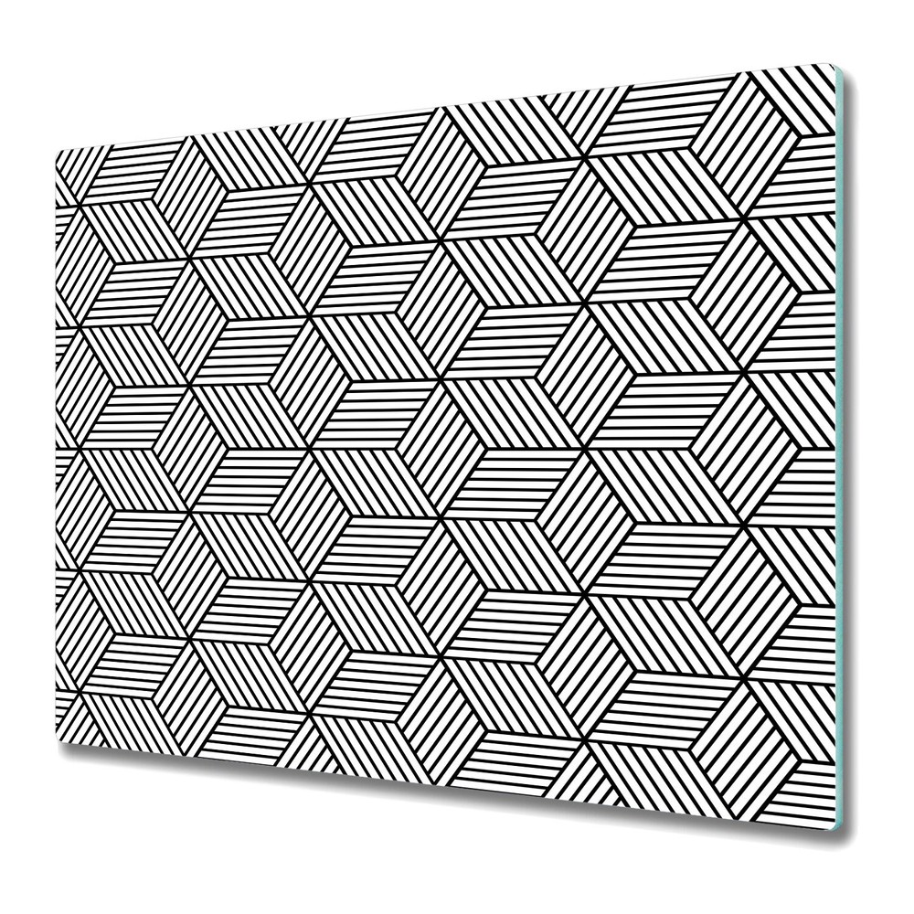 Glass Surface Protector Worktop saver Geometric cubes white and black 60x52