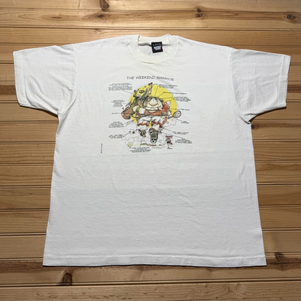 Vintage 90s The Weekend Warrior Single Stitch Graphic Humor Funny T-Shirt USA XL