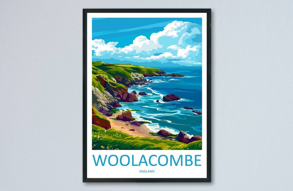Woolacombe Travel Print Wall Art Woolacombe Wall Hanging Home Decor Woolacombe