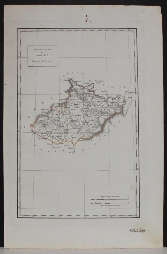 Moravia Czech Republc & Silesia Poland 1822 Rossari Unusual Antique Original MapANTIQUE COPPER ENGRAVED MAP OF CZECH REPUBLIC & POLAND