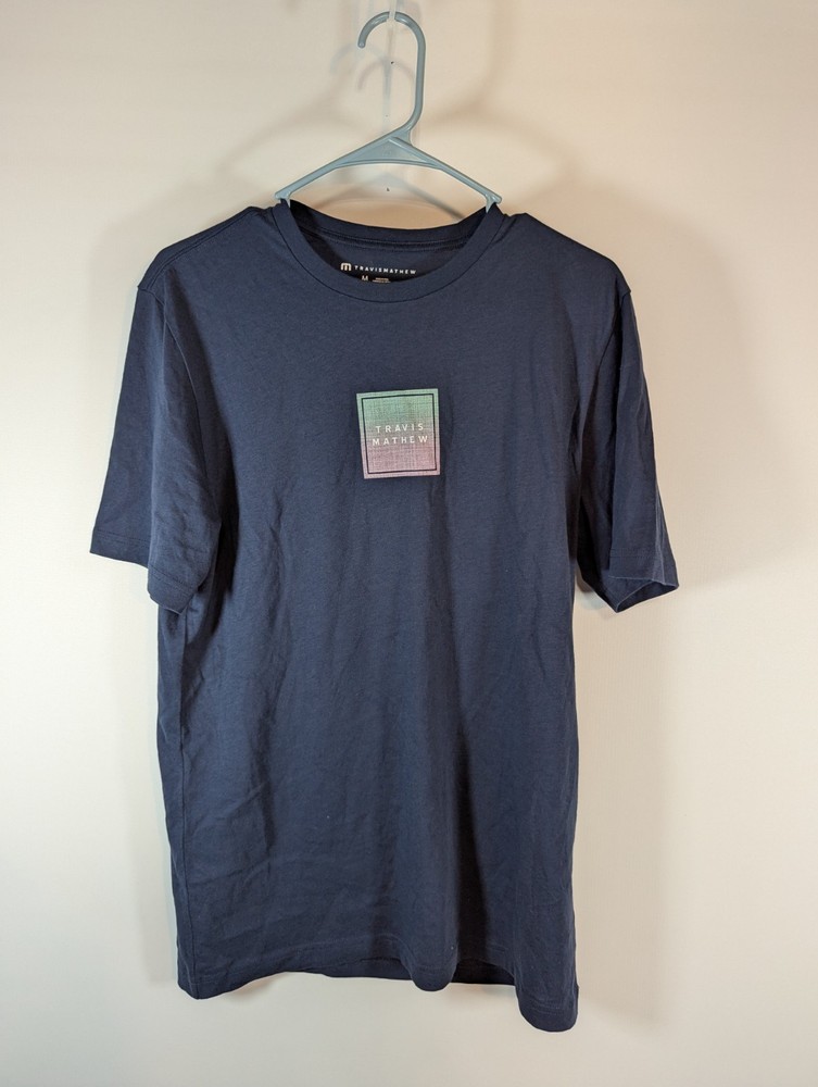 Travis Mathew T Shirt Navy Cotton Mens Medium Block Logo Graphic Tee