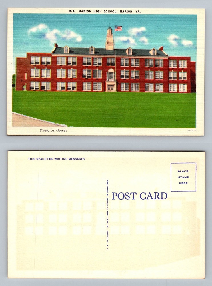 Marion, VA-Virginia, Marion High School Red Brick Building Vintage Postcard