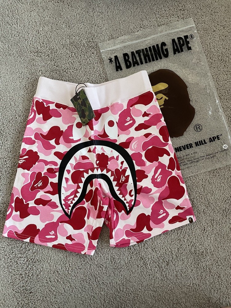 BAPE Big ABC Camo Shark Sweat Shorts Pink - Size Medium - SS21 - A Bathing Ape