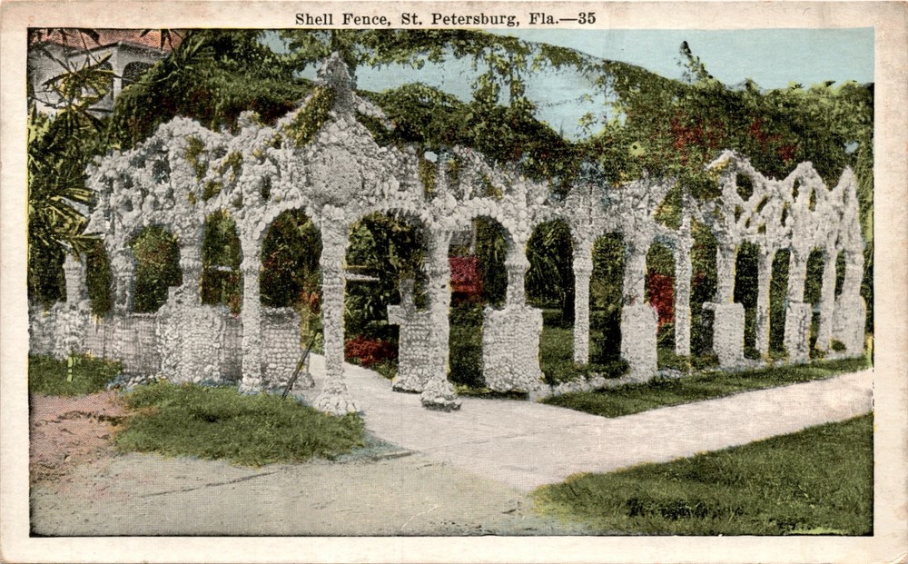 Shell Fence, St. Petersburg, Fla, E. C. KROPP CO., MILWA Postcard