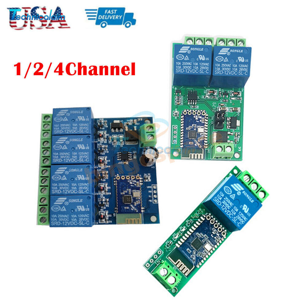1/2/4Channel Bluetooth Relay Module APP Control Switch IoT Smart Home DC12V USA