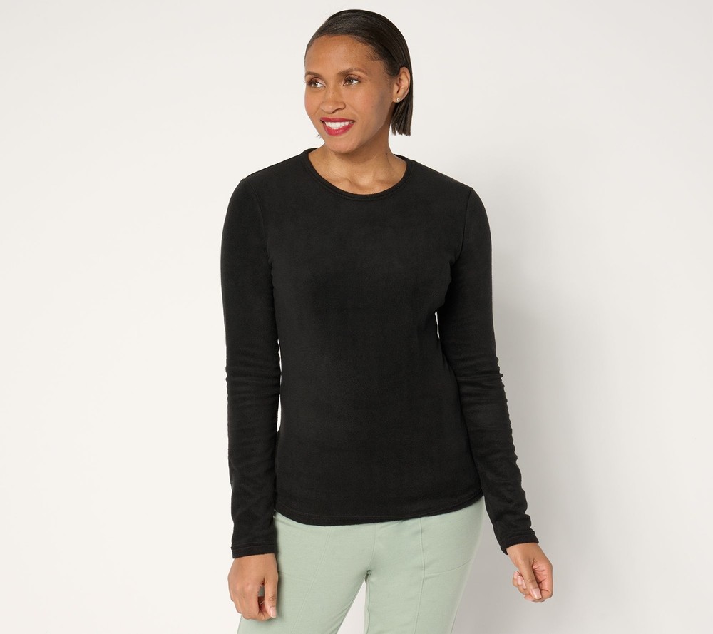 Cuddl Duds Women's Top Sz L Base Layers Fleecewear Long Sleeve Black A667654