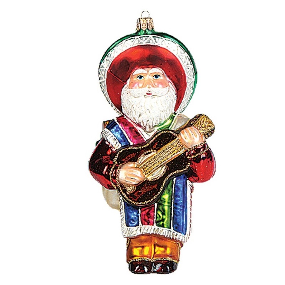 Mexican Santa Claus Polish Blown Glass Christmas Ornament Mexico Decoration