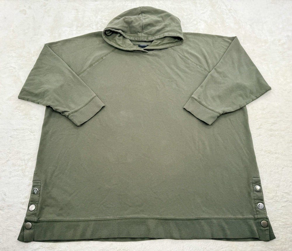 Torrid Womens Olive Green Fleece Side Snap Tunic Hoodie Sweater Plus Size 4XL