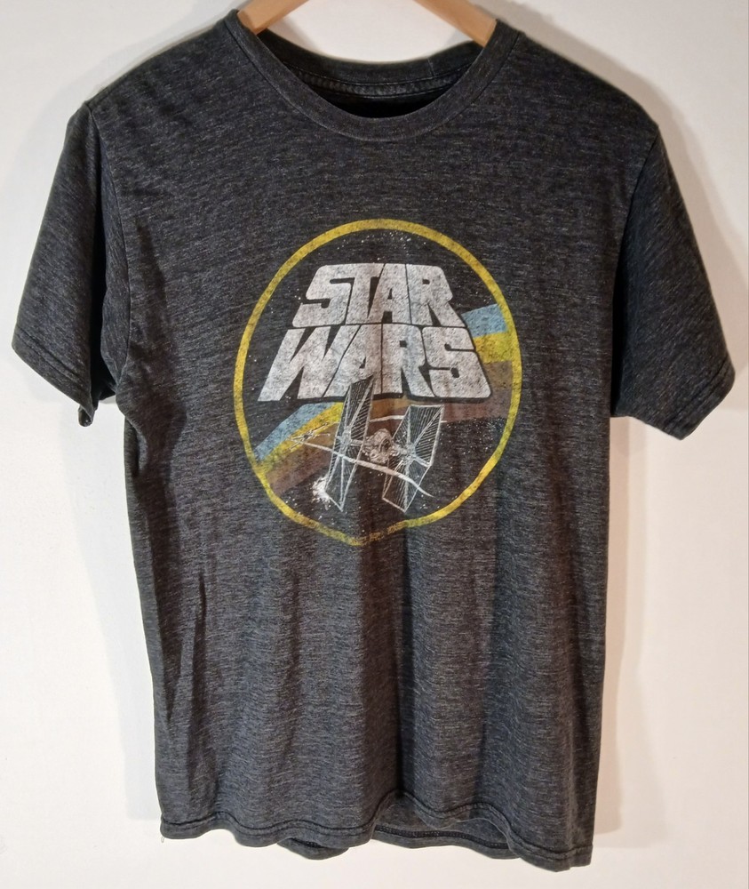 Star Wars Men's T-Shirt Tie Fighter Size Medium Gray Classic Retro Look