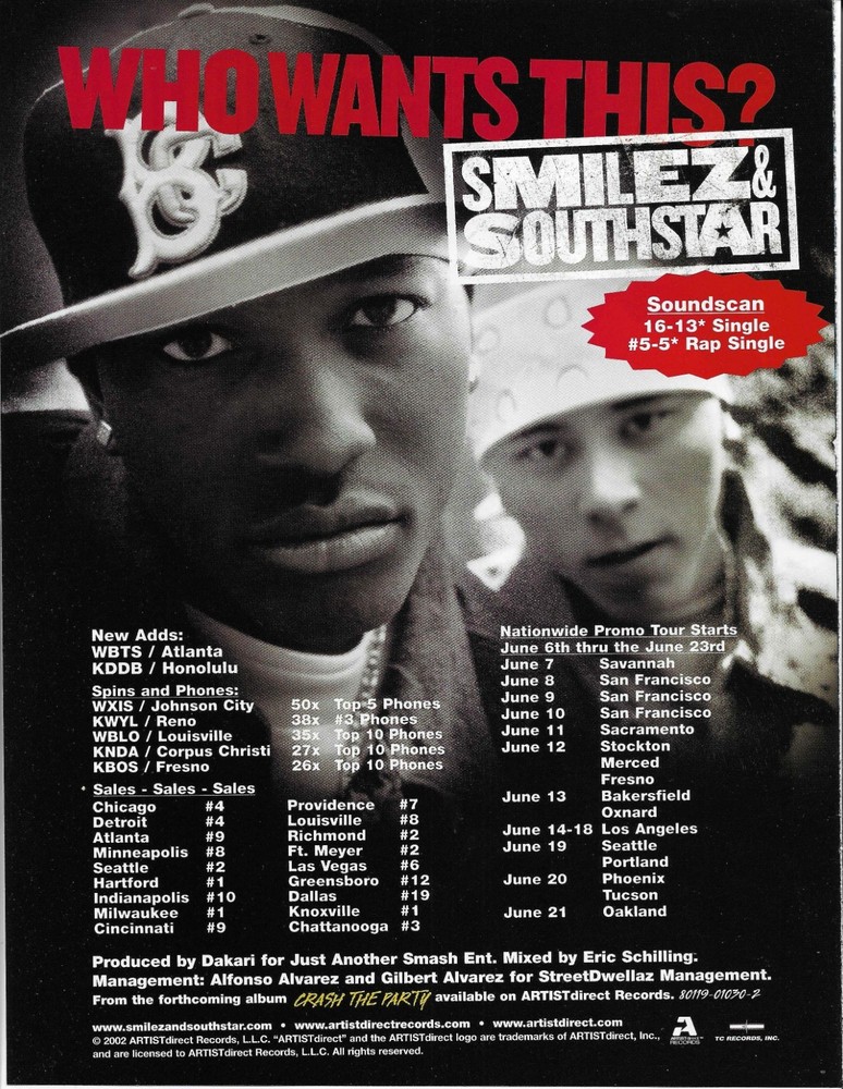 SMILEZ & SOUTHSTAR Rare Who 2002 PROMO TRADE AD Poster for Crash MINT 8.5x11