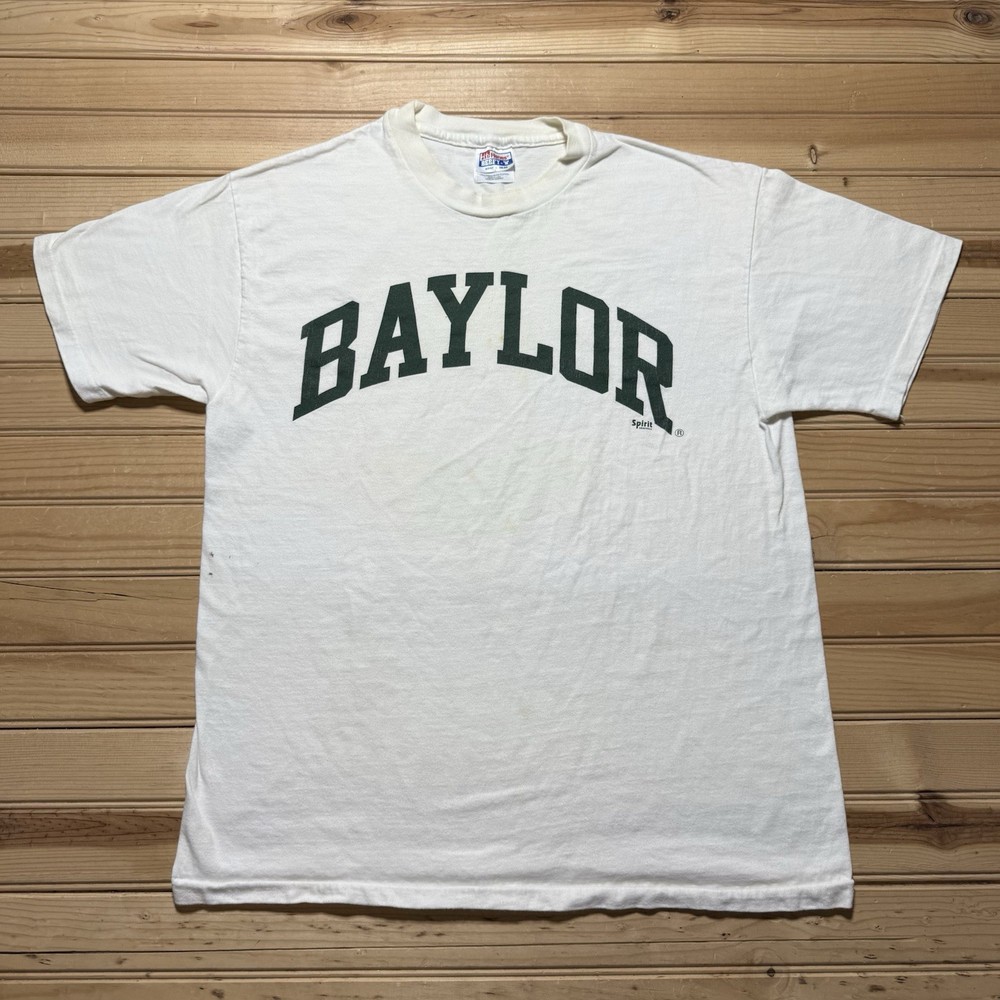 Vintage 90s Baylor University Bears Texas College Spell Out Shirt Size Large