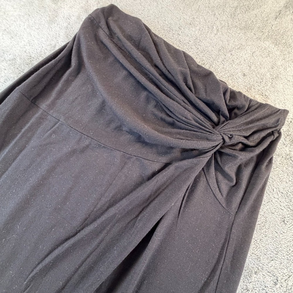 Love Blossom Maxi Skirt Womens Small Ruched Draped Black Stretch