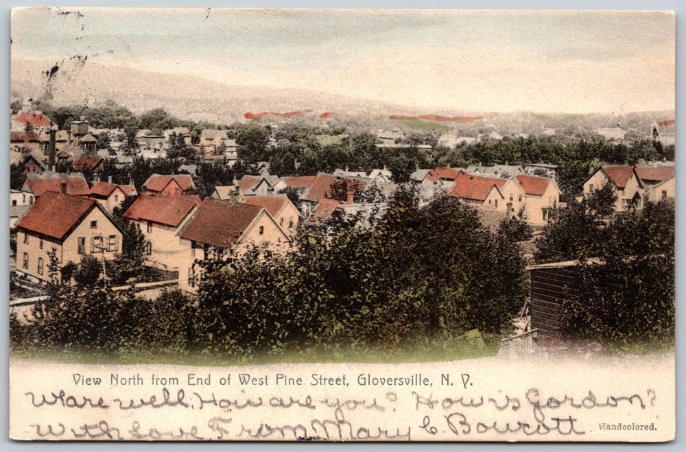 1908 View North West Pine Street Gloversville NY ANTIQUE Postcard 9572