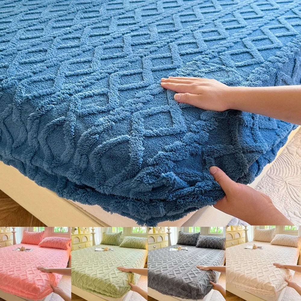 Coral Velvet Bedspread with Mattress Protector for Winter Warmth