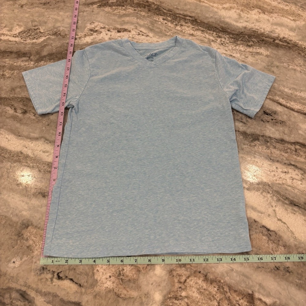 The Children's Place Boys Size M 7/8 Short Sleeve Light Blue V-Neck T-Shirt