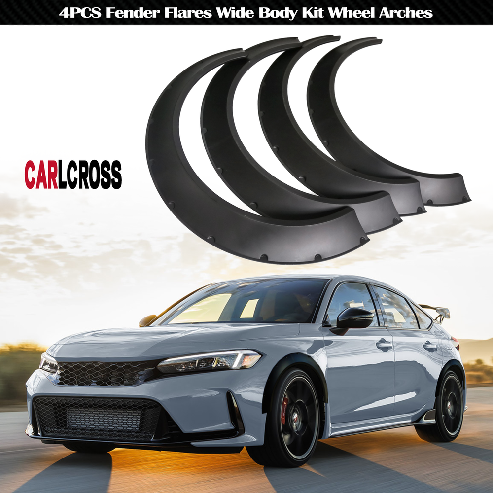 Fender Flares Over Wide Body Kit Wheel Arches Flexible For Honda Civic SI 33