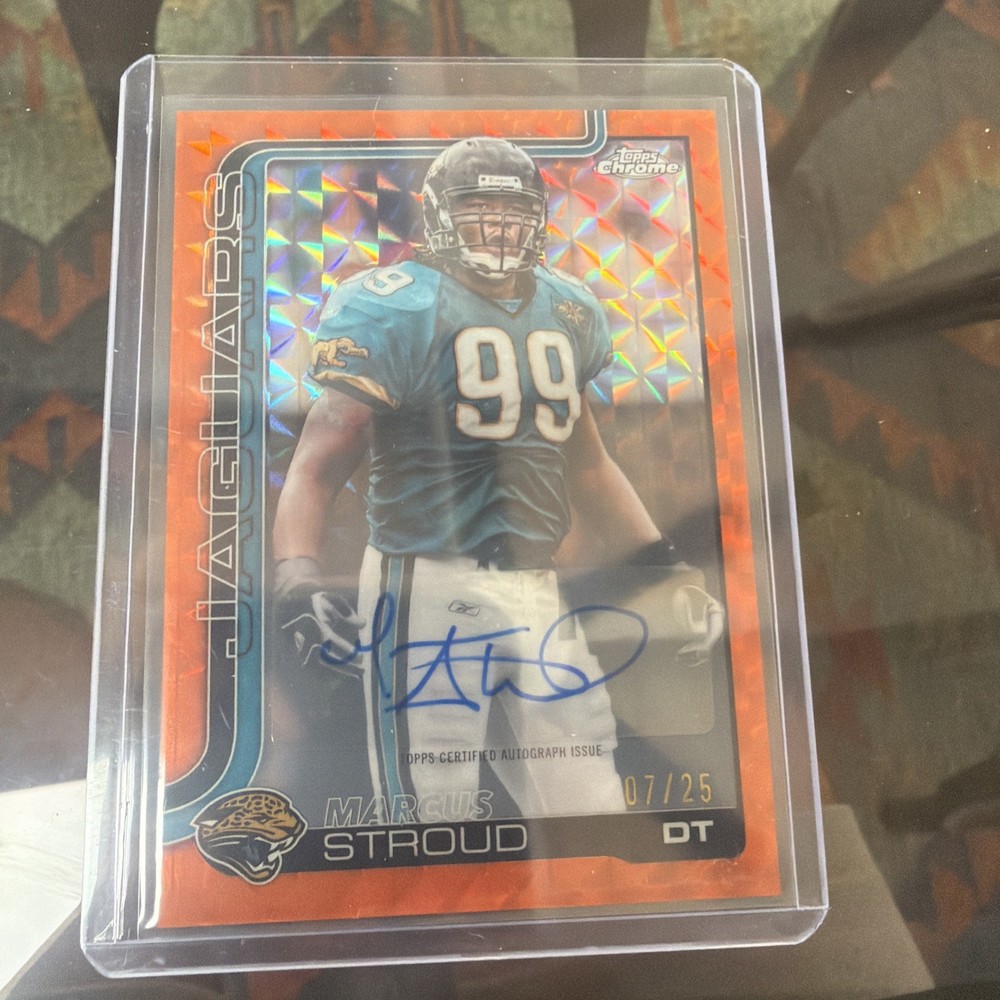 2025 Topps Chrome Football Orange Geo Auto Marcus Stroud /25 Jags