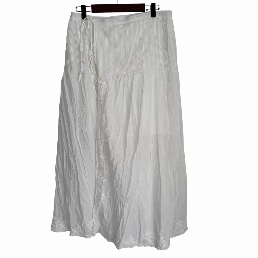 J. Crew Embroidered side-tie skirt in cotton voile White 10 Beach Flowy Layers