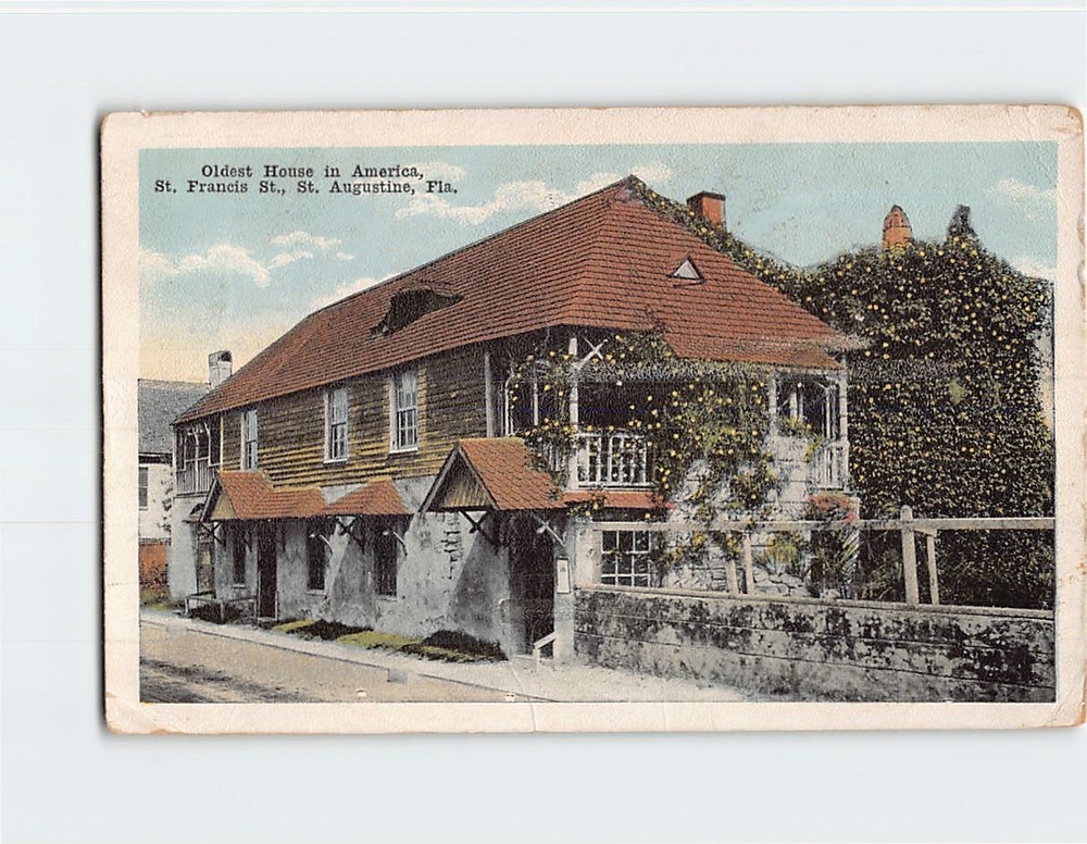 Postcard Oldest House in America Saint Francis Street St. Augustine Florida USA